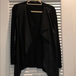 Faux leather/suede cardigan sweater
